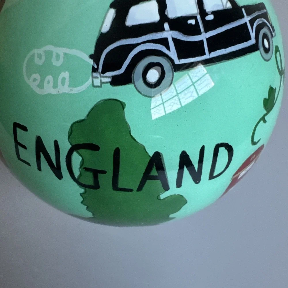 World Market Li Bien 2025 England Global Ball Glass Ornament Christmas Green
